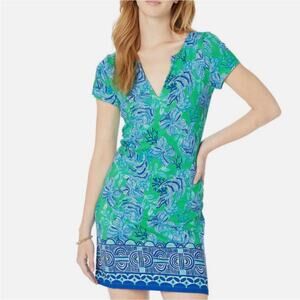 Lilly Pulitzer Sophiletta Short-Sleeve Dress Cabana Green Keeping it Reel Medium